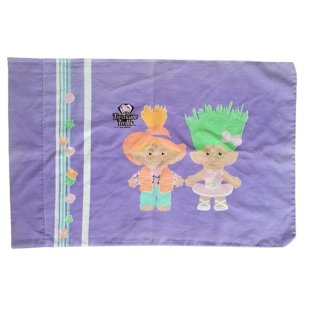 VTG 1992‎ Treasure Trolls Purple Pillowcase